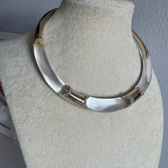 Alexis Bittar Clear Lucite & Gold-Tone Open Collar Necklace